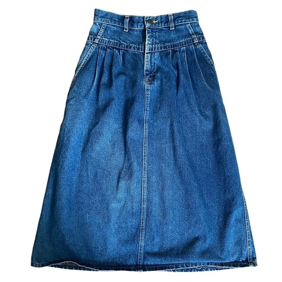 Vintage Lee High Waisted Midi Country Western Denim Skirt Size 9 - Picture 1 of 9